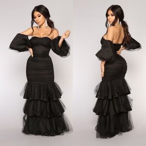 NWT Fashion Nova Black Ballroom Tulle Gown Large